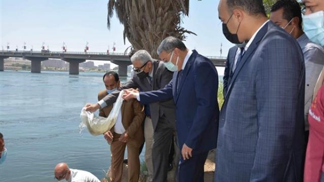 ”محافظ المنيا” يشهد إلقاء مليون زريعة سمك بنهر النيل بمشاركة متدربي البرنامج الرئاسي