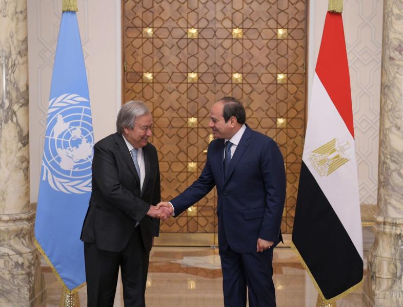 الرئيس السيسى يثمّن مواقف سكرتير عام الأمم المتحدة من الحرب فى غزة